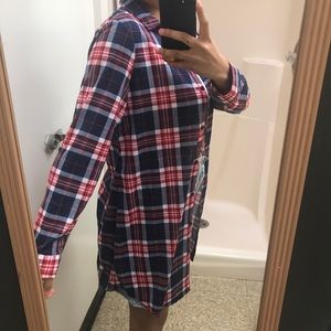 Navy Blue and Red Flannel